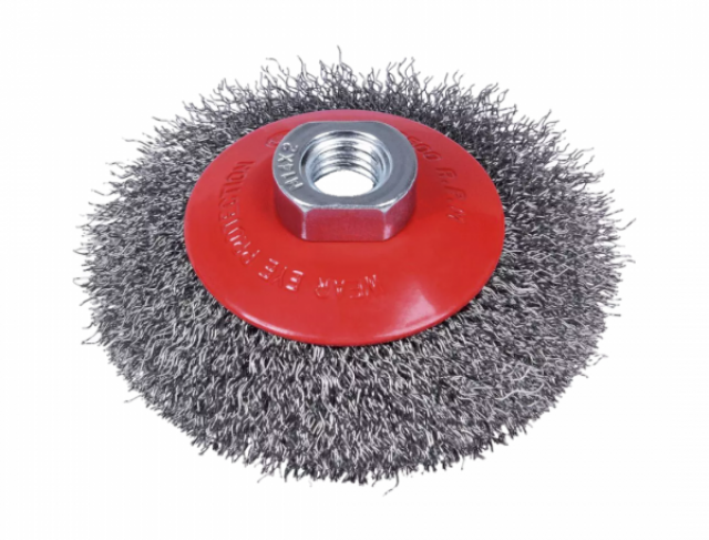 escova de aço circular cônica 4 x m14
