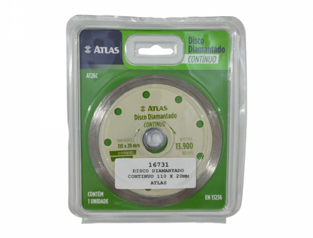 DISCO DIAMANTADO CONTINUO 110 X 20MM ATLAS