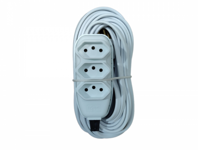 EXTENSÃO 5 MT 2P+T 10A(TRIPLA)PP BRANCA