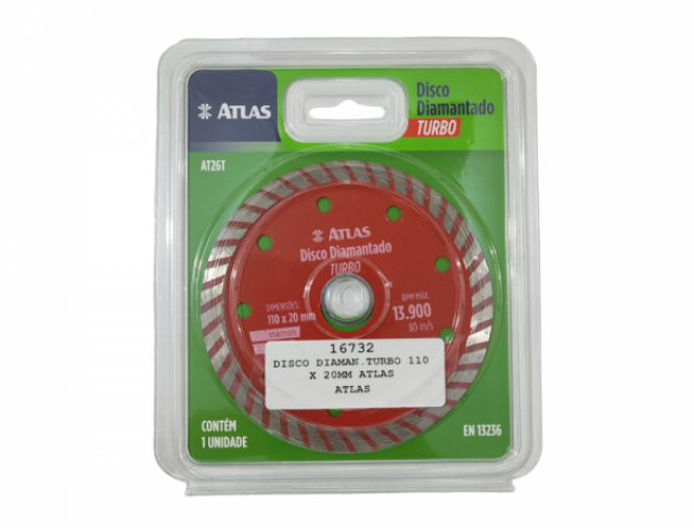DISCO DIAMAN.TURBO 110 X 20MM ATLAS